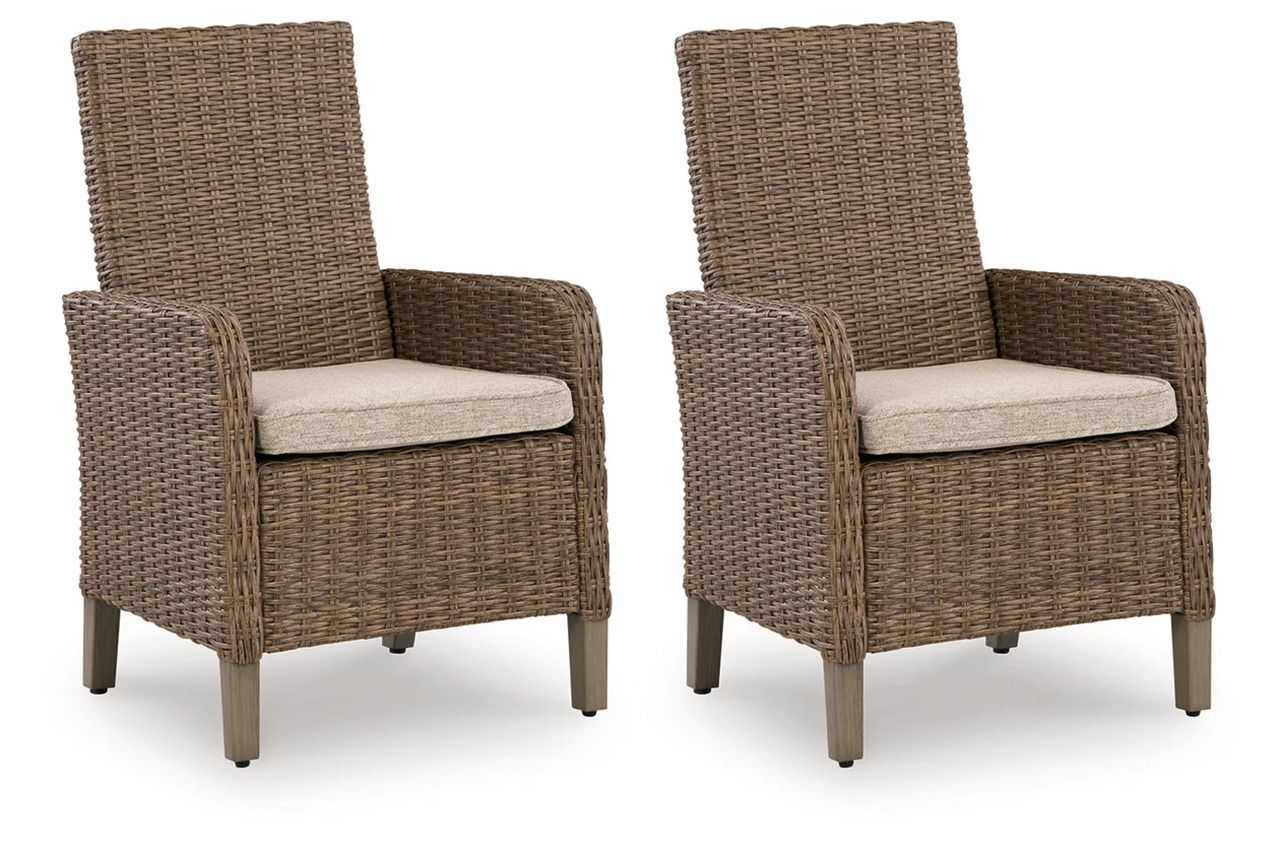 Carmel Bay Arm Chair with Cushion Set of 2 In Beige NCP790601A