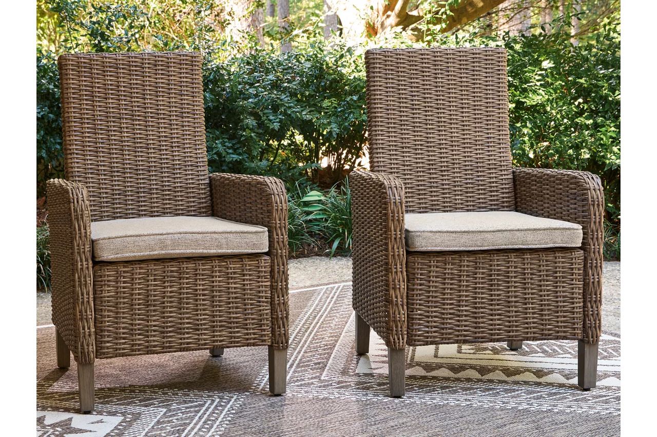 Carmel Bay Arm Chair with Cushion Set of 2 In Beige NCP790601A