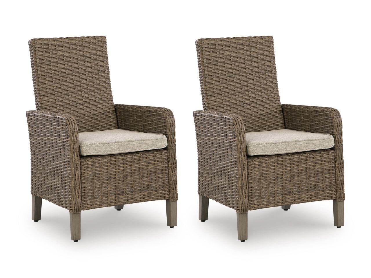 Carmel Bay Arm Chair with Cushion Set of 2 In Beige NCP790601A