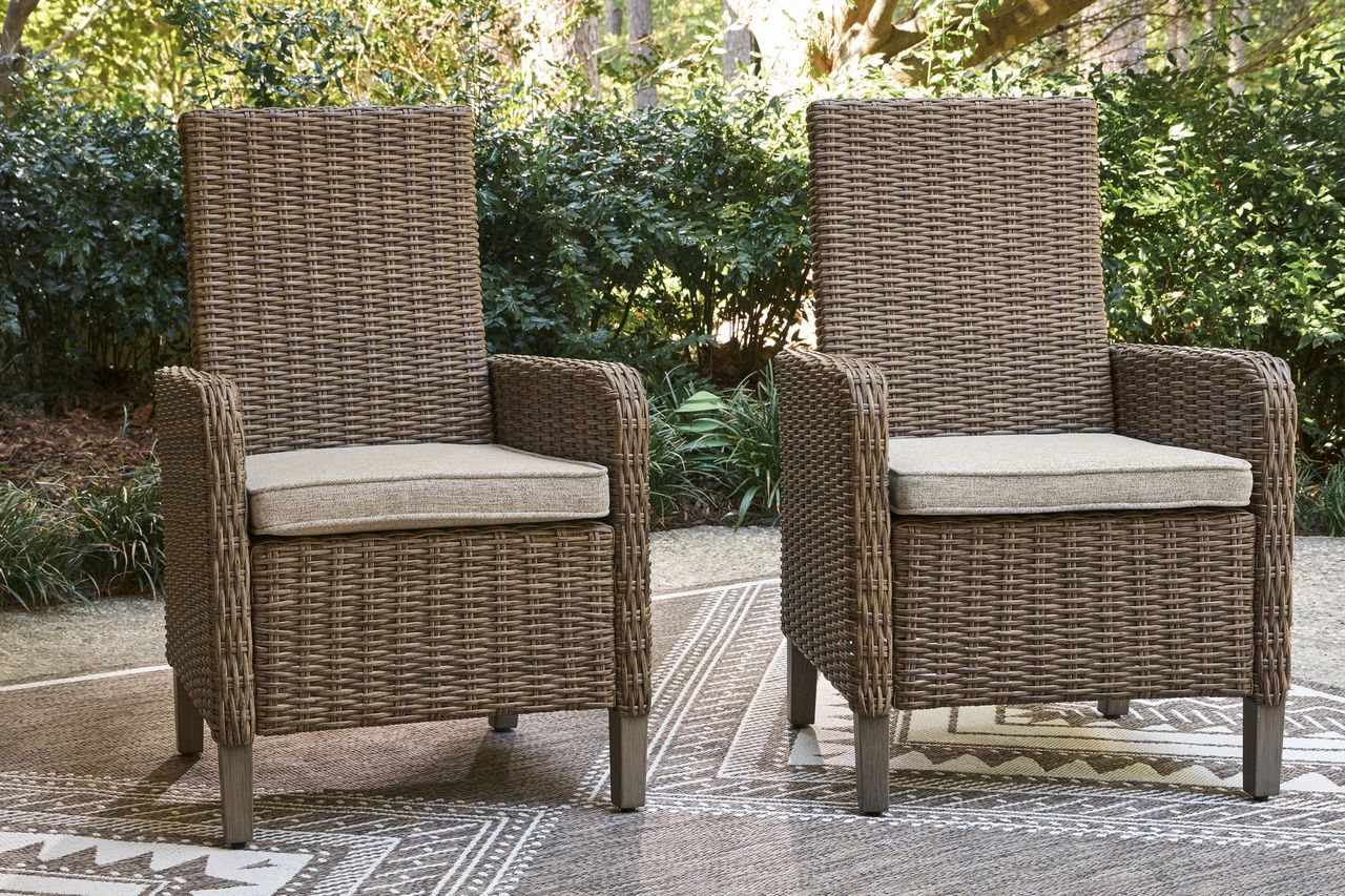 Carmel Bay Arm Chair with Cushion Set of 2 In Beige NCP790601A