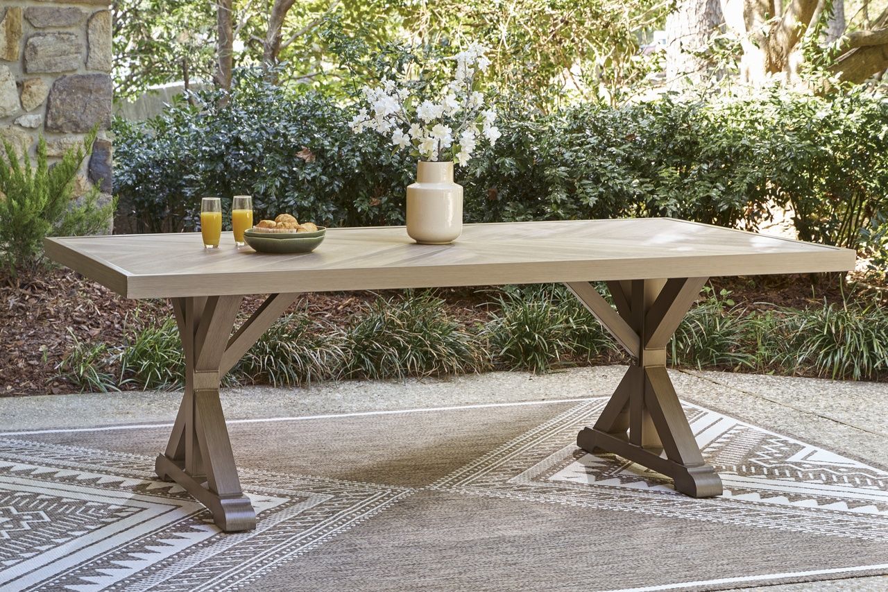 Carmel Bay Outdoor Dining Table In Beige NCP790625