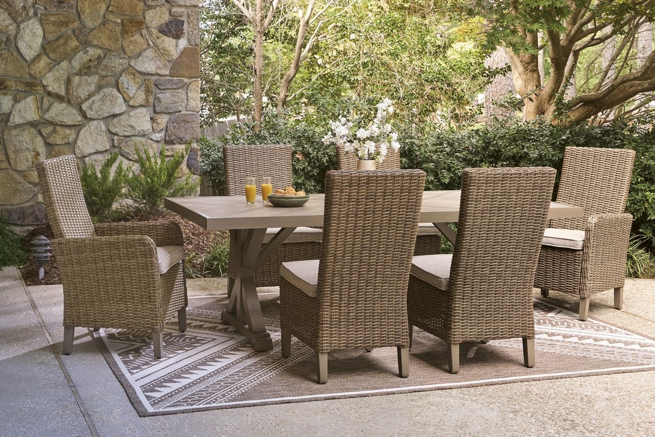 Carmel Bay Outdoor Dining Table In Beige NCP790625