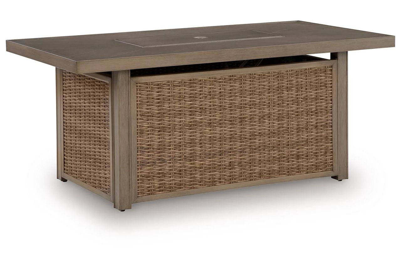Carmel Bay Outdoor Fire Pit Table In Beige NCP790773