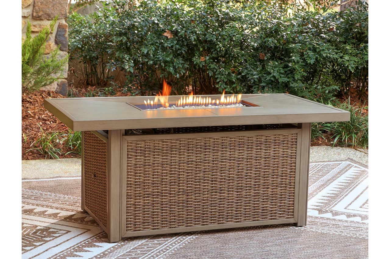Carmel Bay Outdoor Fire Pit Table In Beige NCP790773