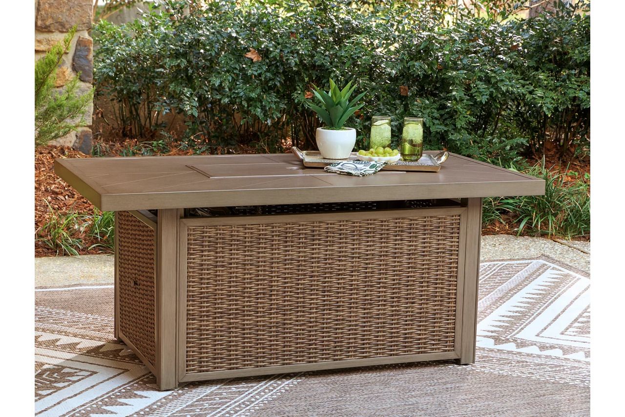 Carmel Bay Outdoor Fire Pit Table In Beige NCP790773