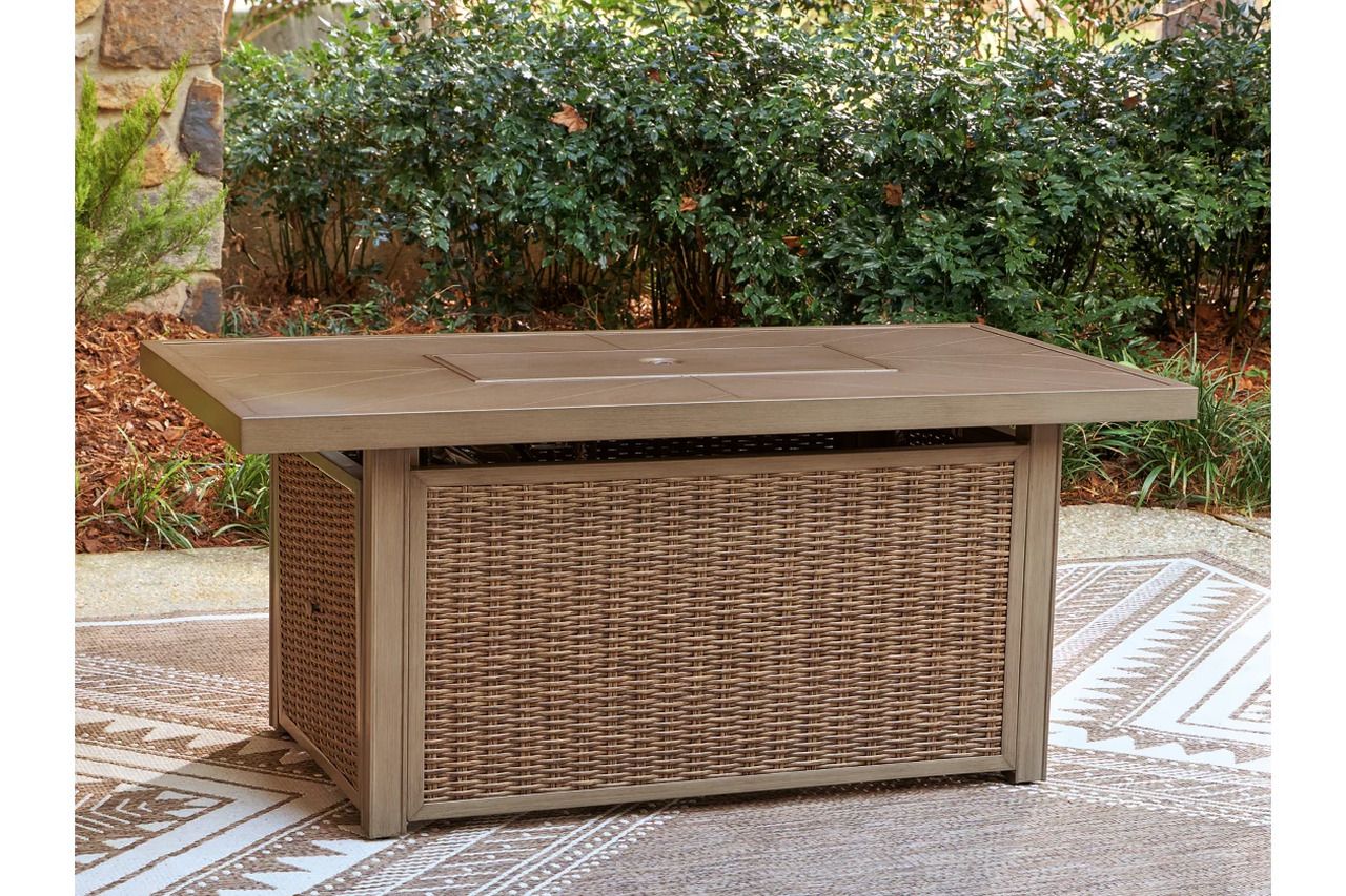 Carmel Bay Outdoor Fire Pit Table In Beige NCP790773