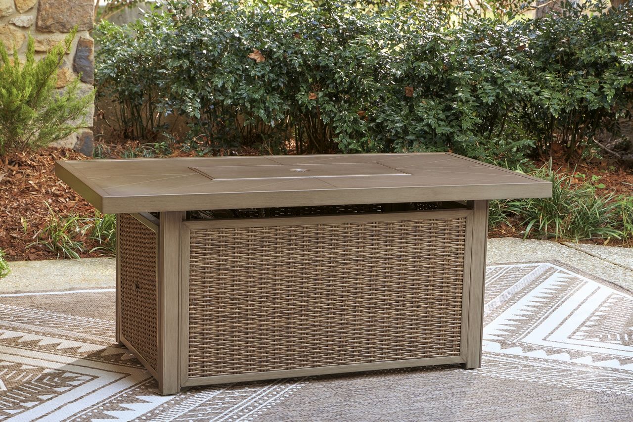 Carmel Bay Outdoor Fire Pit Table In Beige NCP790773