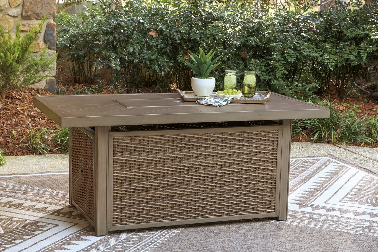 Carmel Bay Outdoor Fire Pit Table In Beige NCP790773