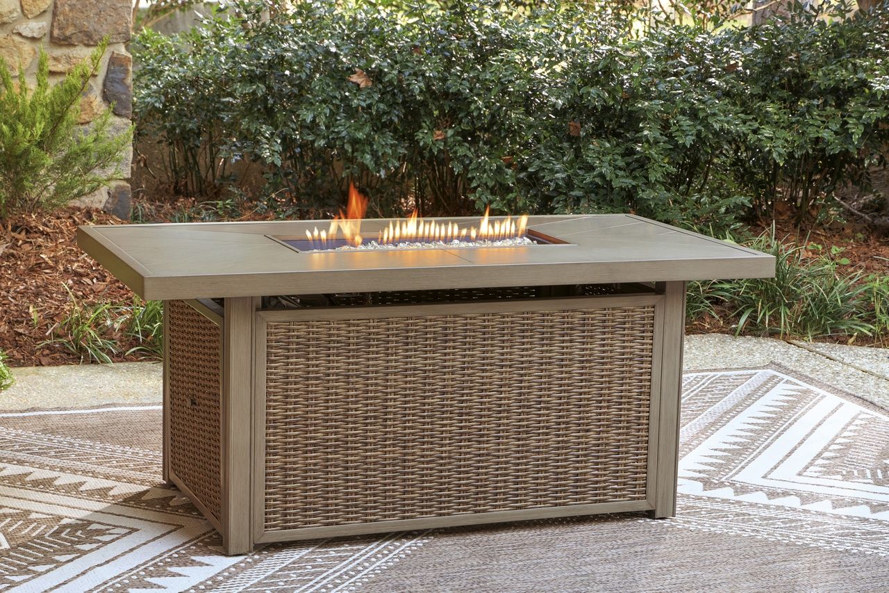 Carmel Bay Outdoor Fire Pit Table In Beige NCP790773