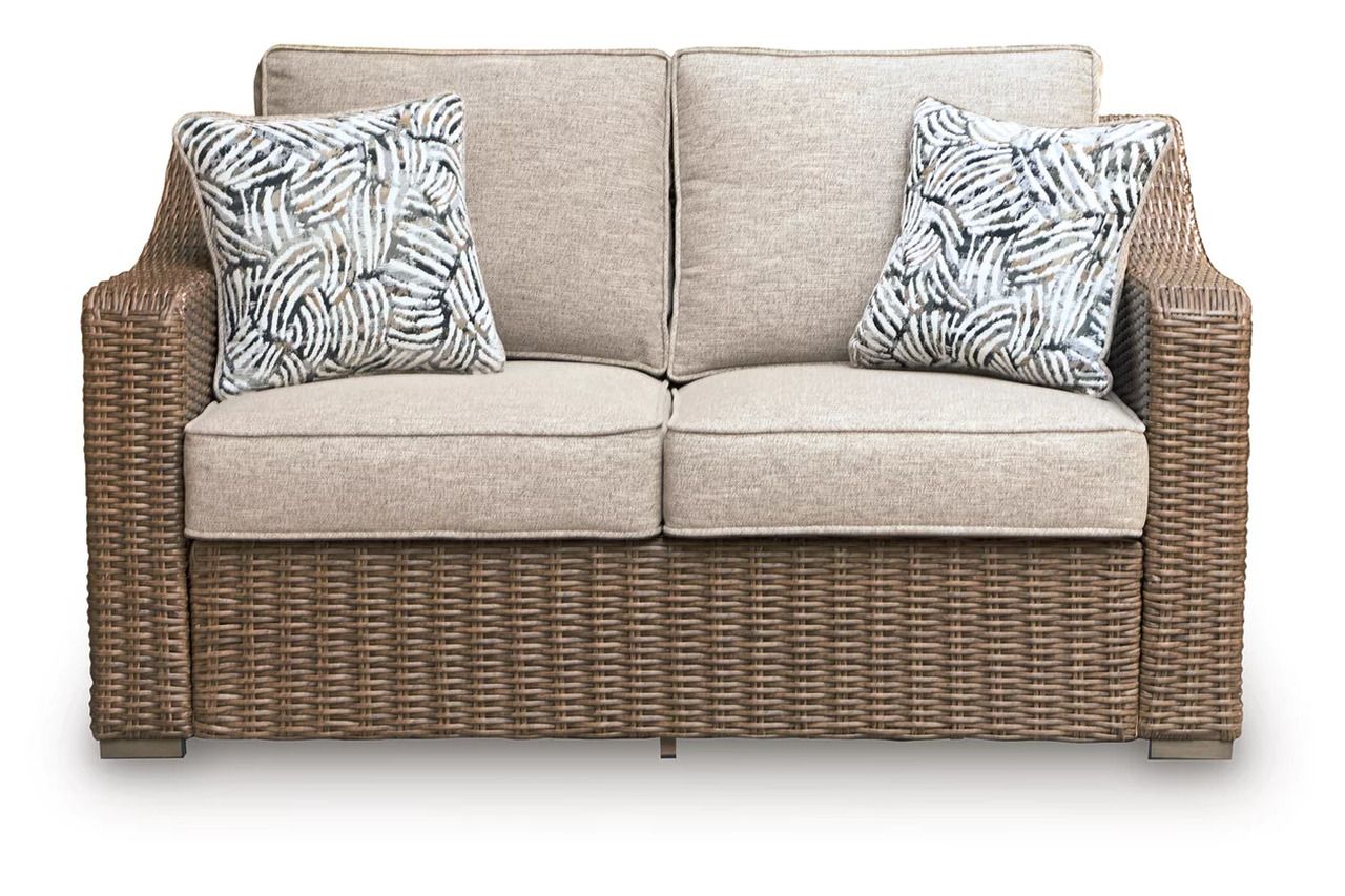 Carmel Bay Outdoor Loveseat with Cushion In Beige NCP790835