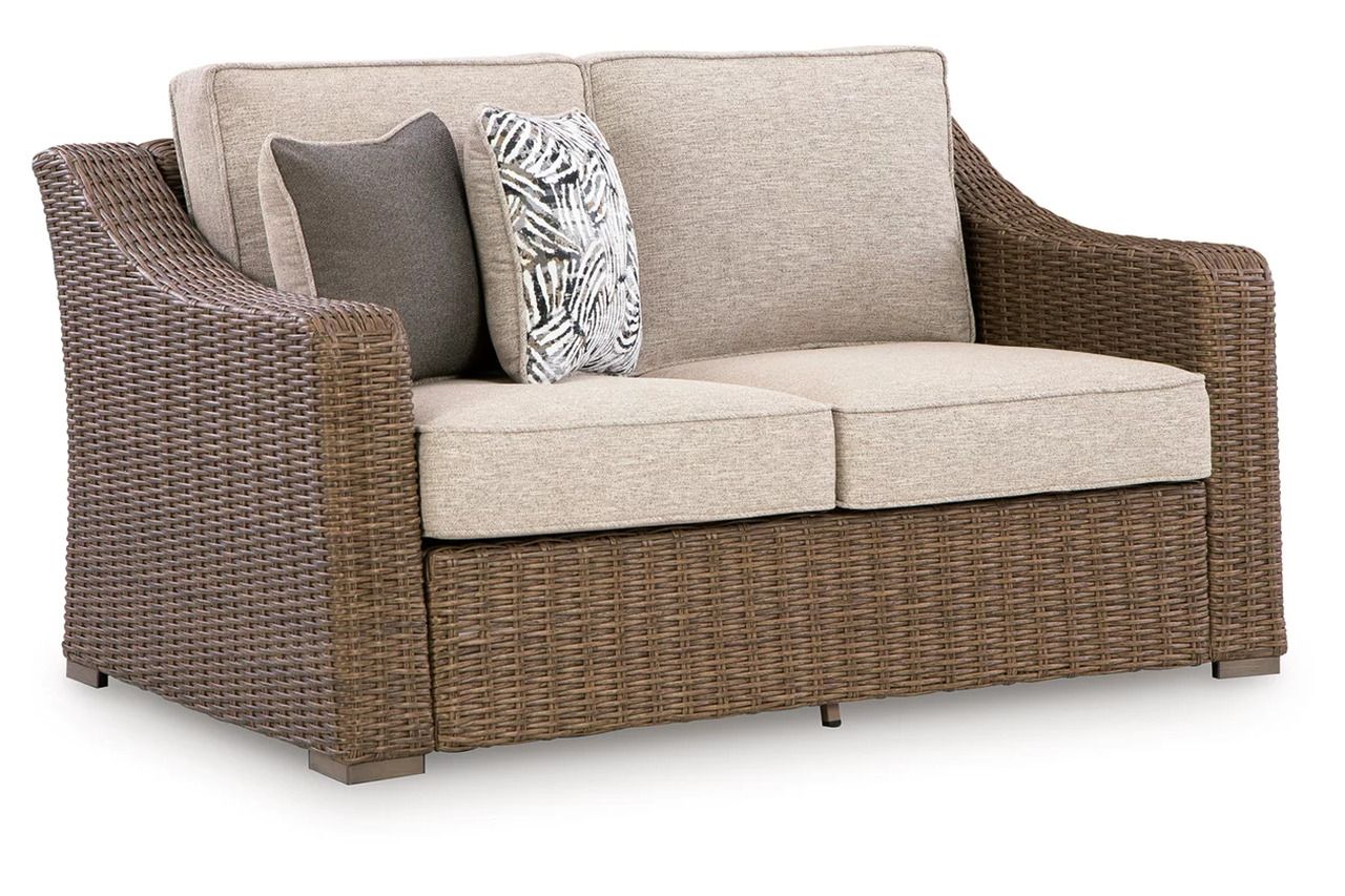 Carmel Bay Outdoor Loveseat with Cushion In Beige NCP790835