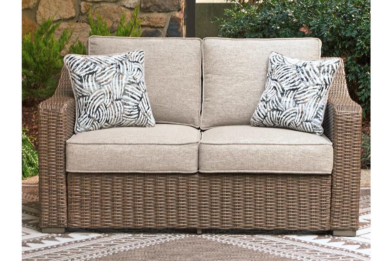Carmel Bay Outdoor Loveseat with Cushion In Beige NCP790835