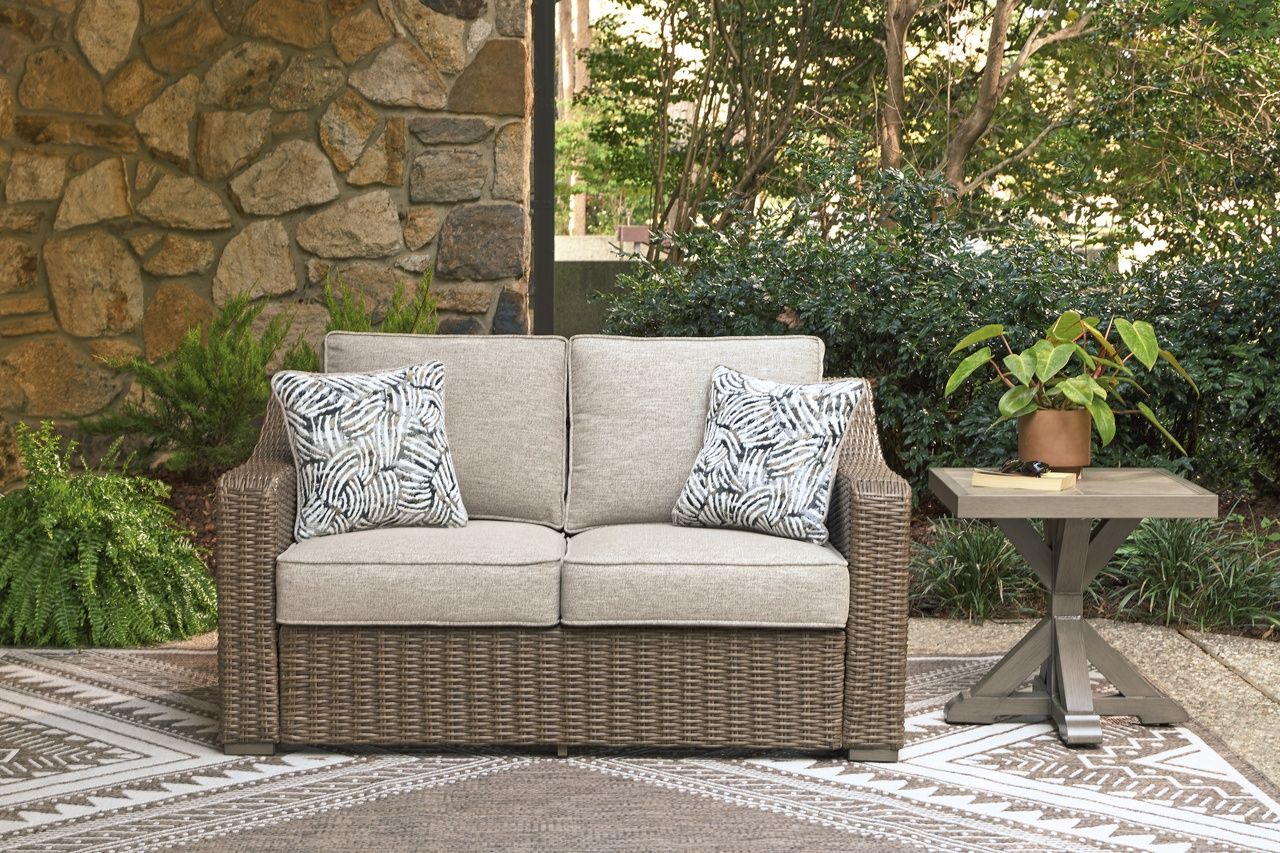 Carmel Bay Outdoor Loveseat with Cushion In Beige NCP790835