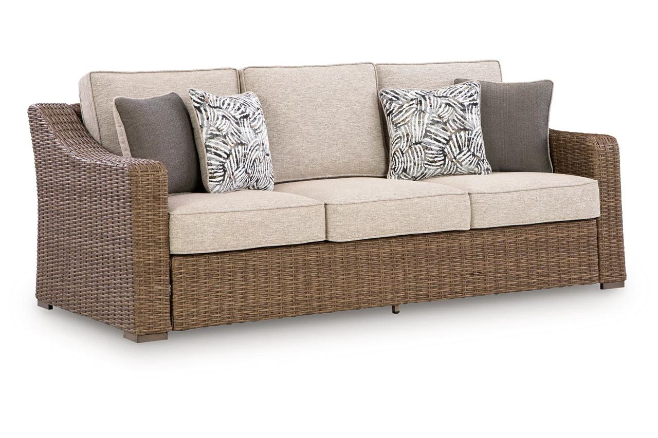 Carmel Bay Outdoor Sofa with Cushion In Beige NCP790838