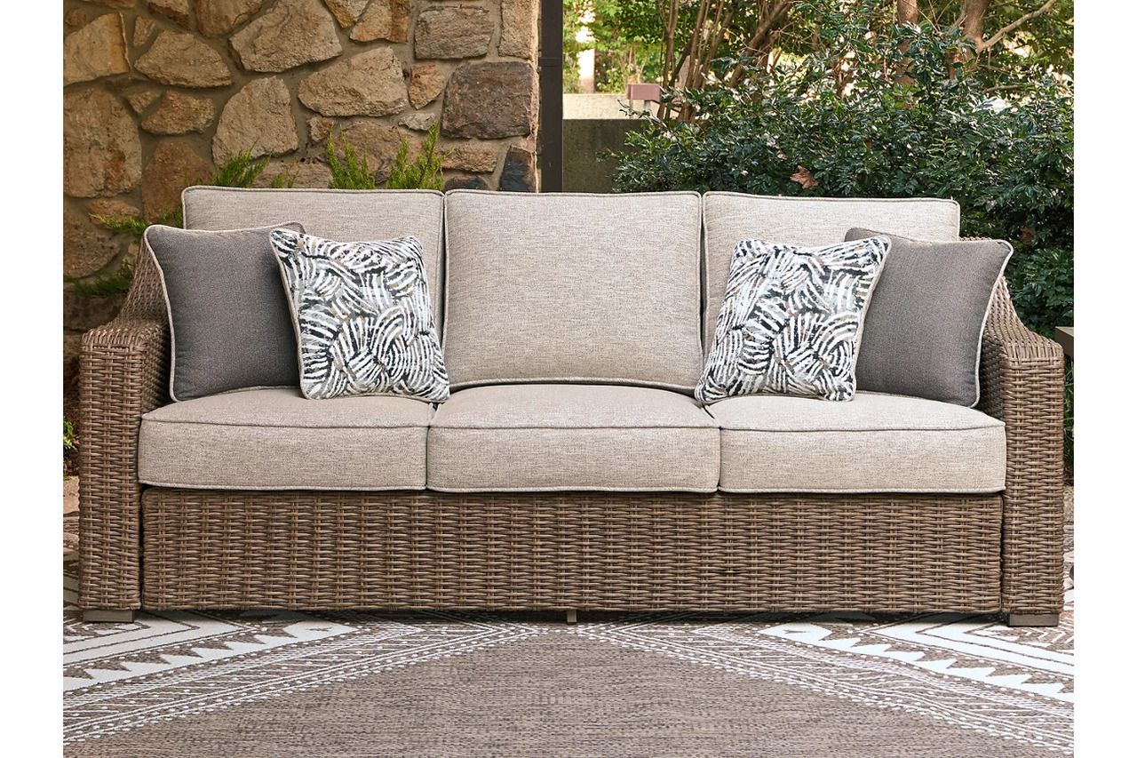 Carmel Bay Outdoor Sofa with Cushion In Beige NCP790838