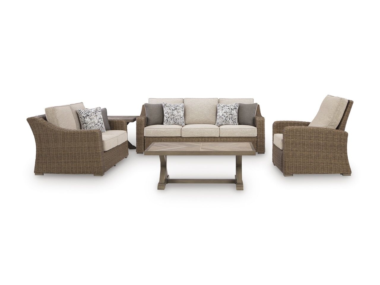 Carmel Bay Outdoor Sofa with Cushion In Beige NCP790838