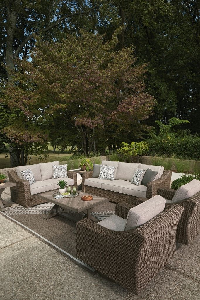 Carmel Bay Outdoor Sofa with Cushion In Beige NCP790838