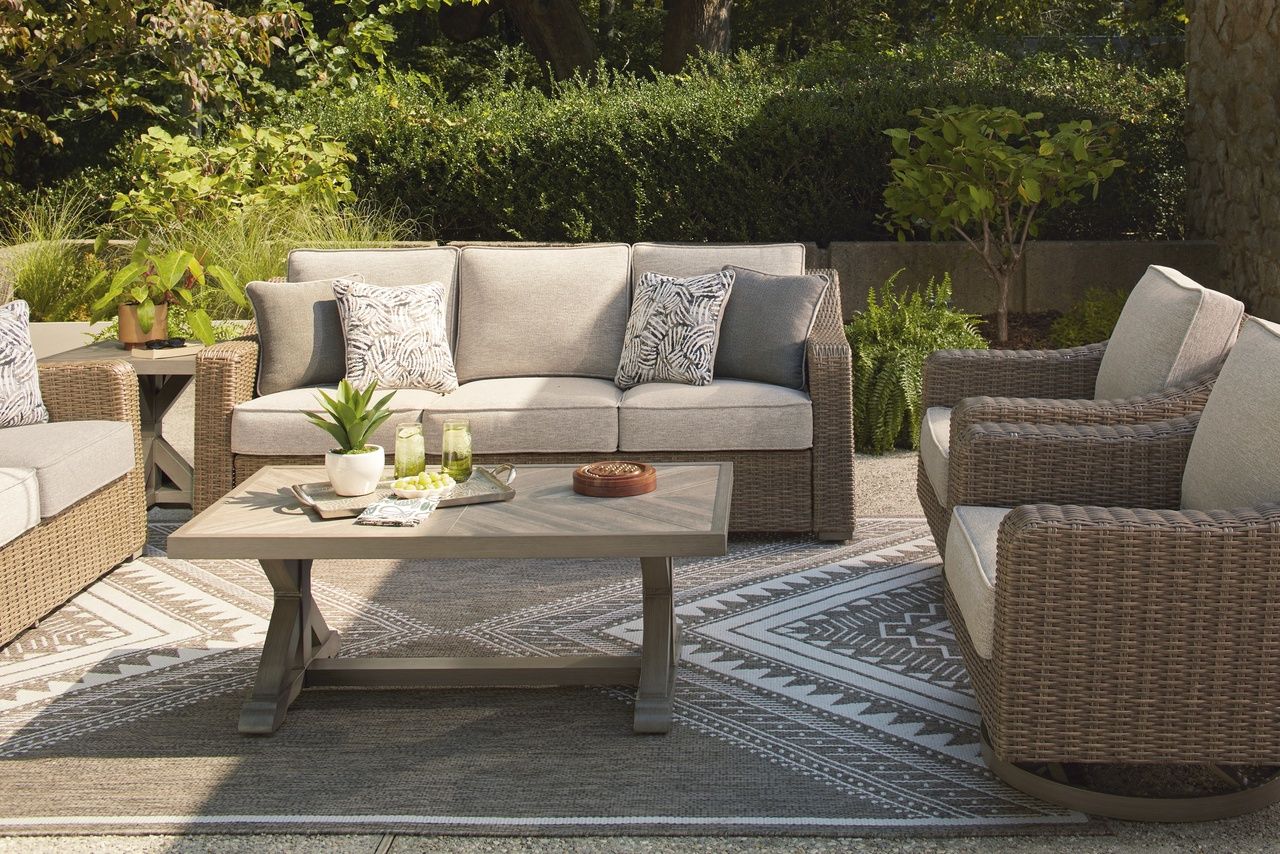 Carmel Bay Outdoor Sofa with Cushion In Beige NCP790838