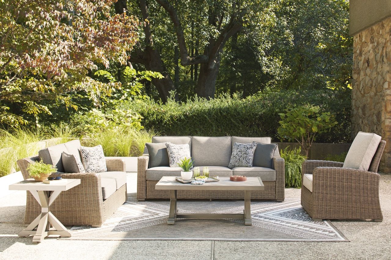 Carmel Bay Outdoor Sofa with Cushion In Beige NCP790838