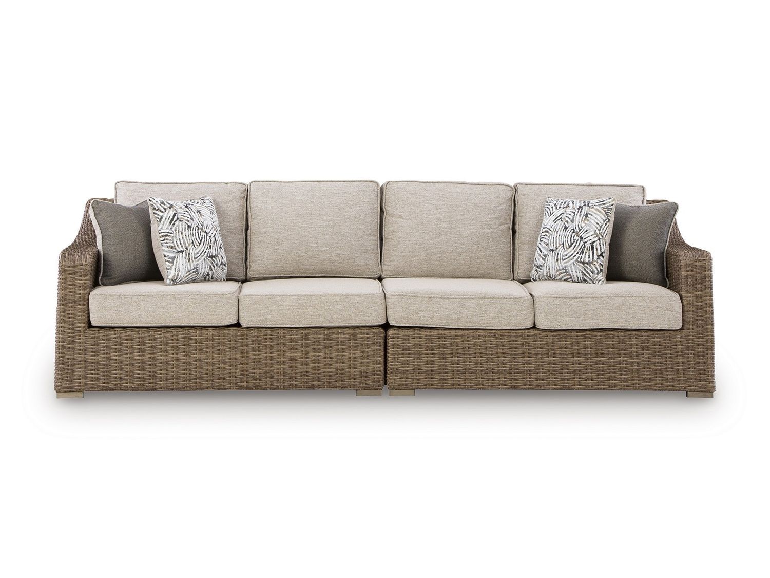 Carmel Bay Outdoor Right and Left-arm Facing Loveseat with Cushion Set of 2 In Beige NCP790854