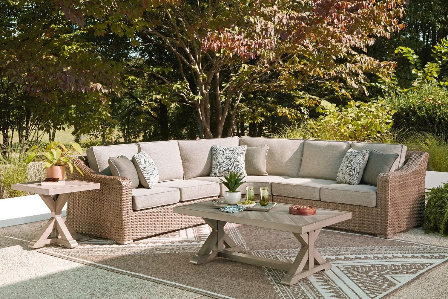 Carmel Bay 3-Piece Outdoor Sectional In Beige NCP790P1