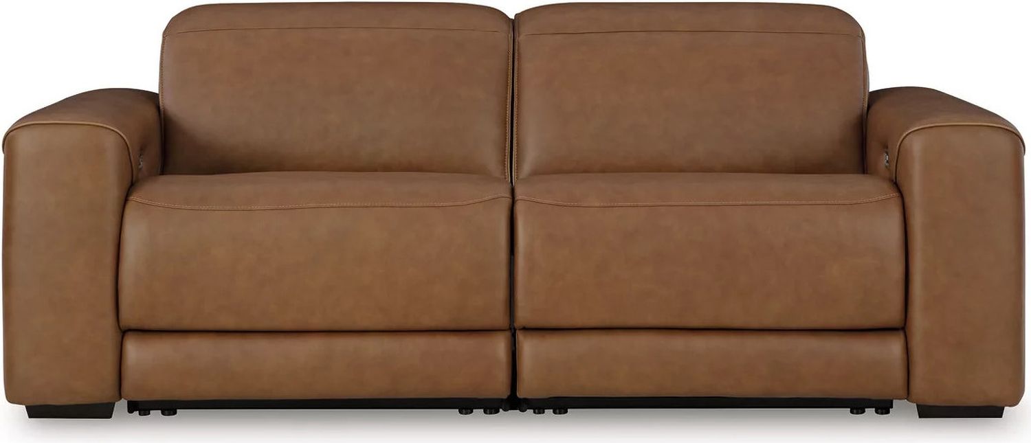 EasyMoney 2-Piece Power Reclining Sectional Loveseat In Caramel NCU10700S1