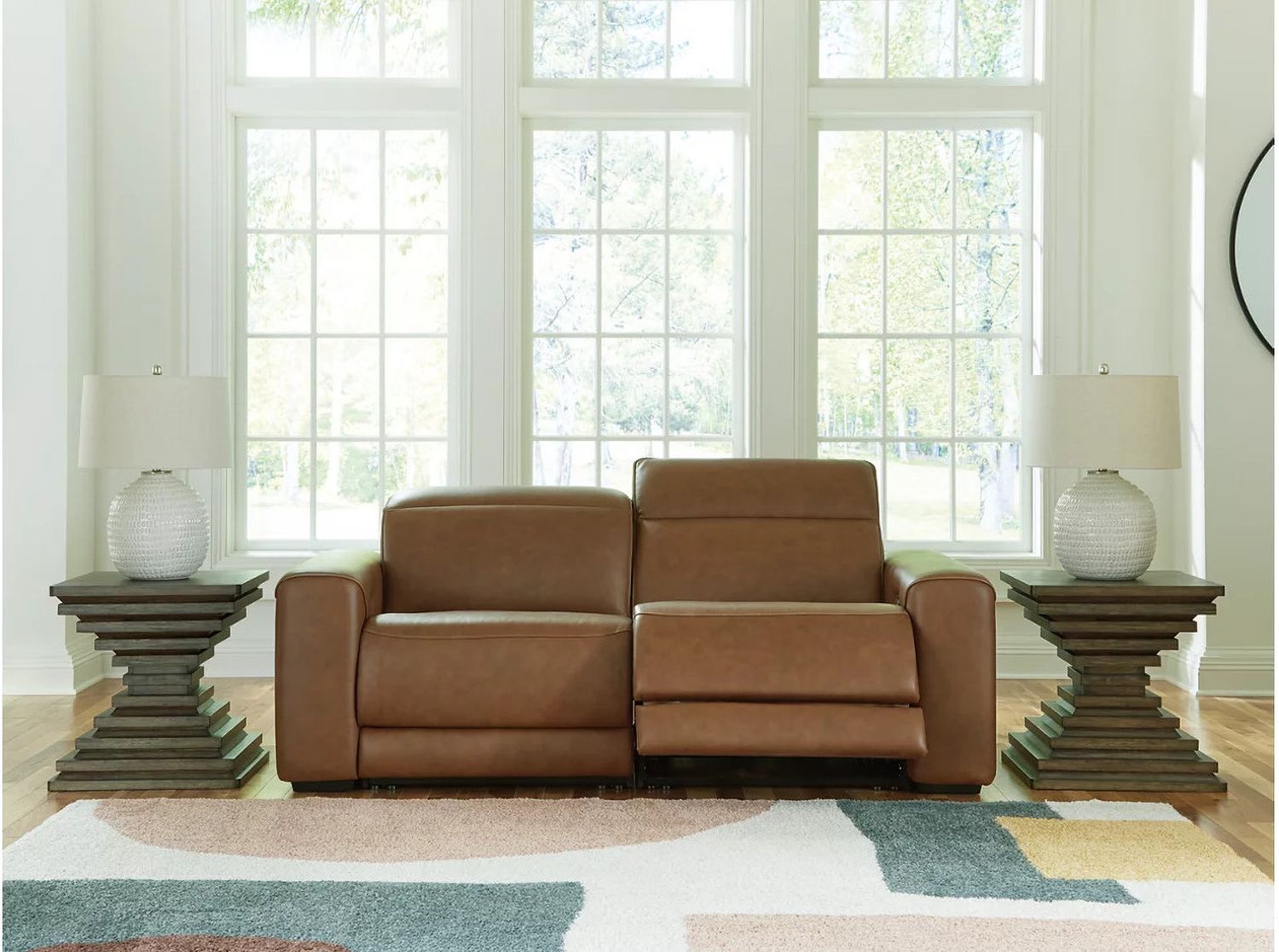 EasyMoney 2-Piece Power Reclining Sectional Loveseat In Caramel NCU10700S1