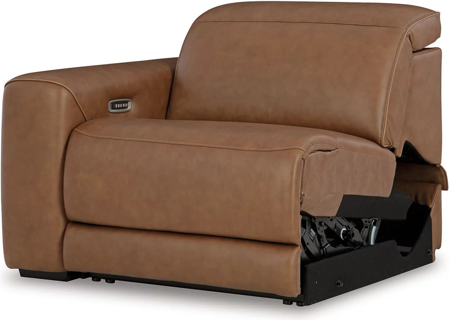 EasyMoney 2-Piece Power Reclining Sectional Loveseat In Caramel NCU10700S1