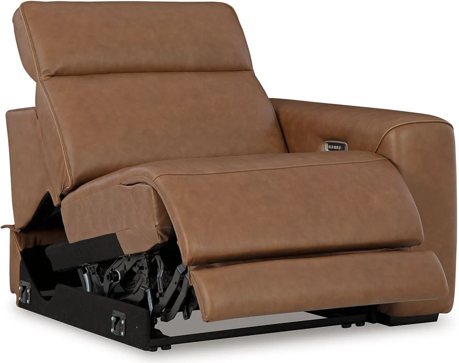 EasyMoney 2-Piece Power Reclining Sectional Loveseat In Caramel NCU10700S1