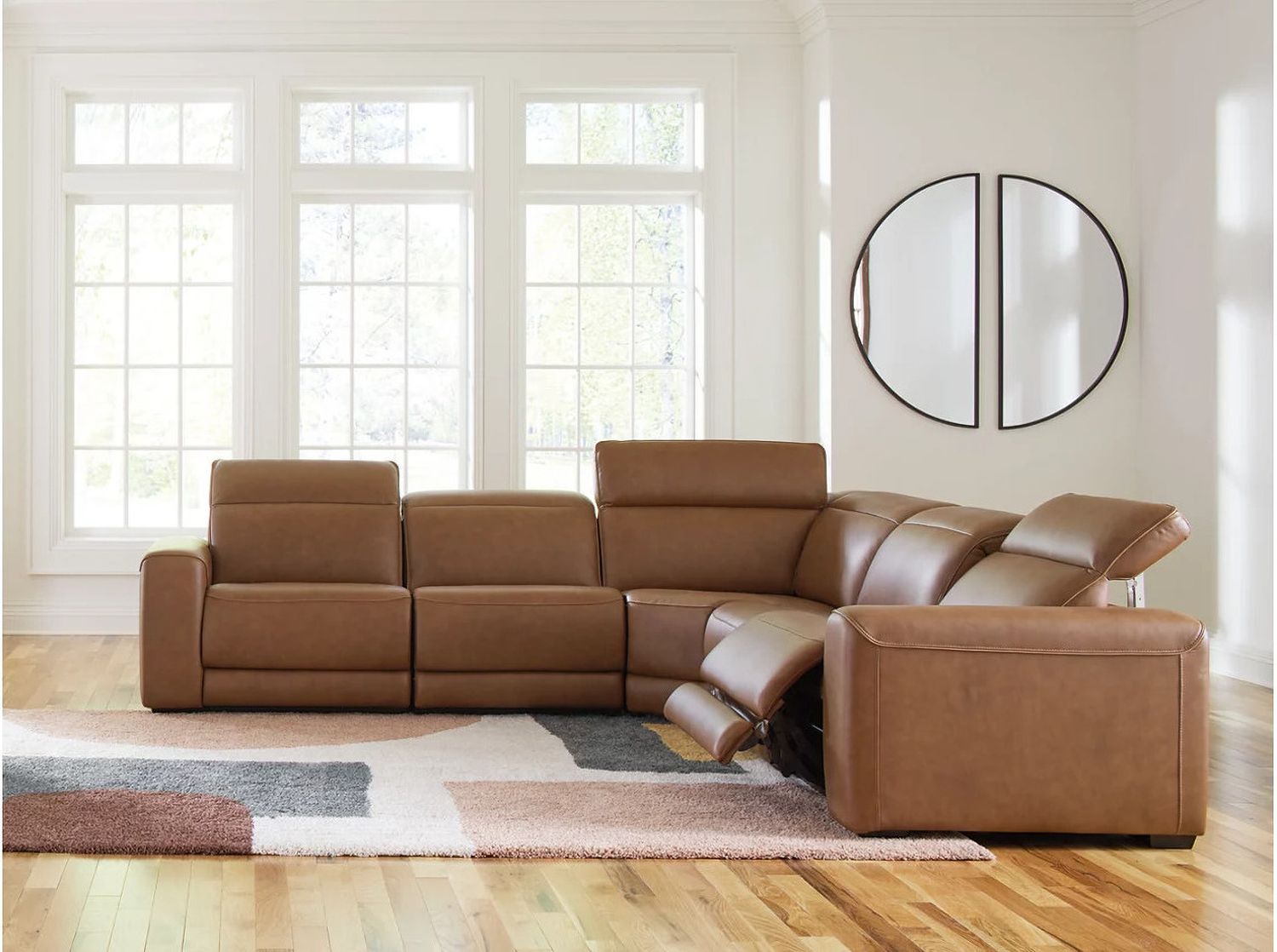 EasyMoney 5-Piece Power Reclining Sectional In Caramel NCU10700S13
