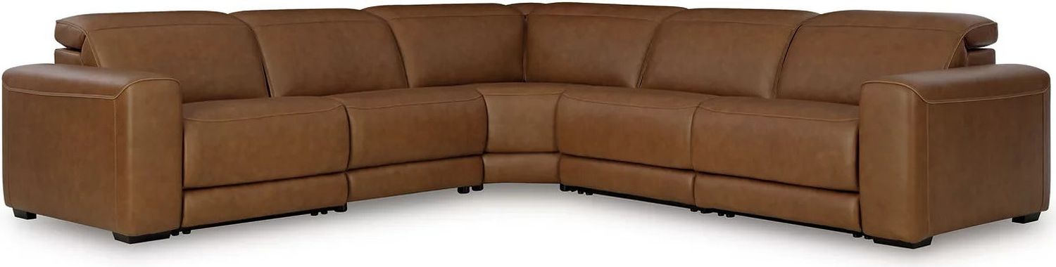 EasyMoney 5-Piece Power Reclining Sectional In Caramel NCU10700S13
