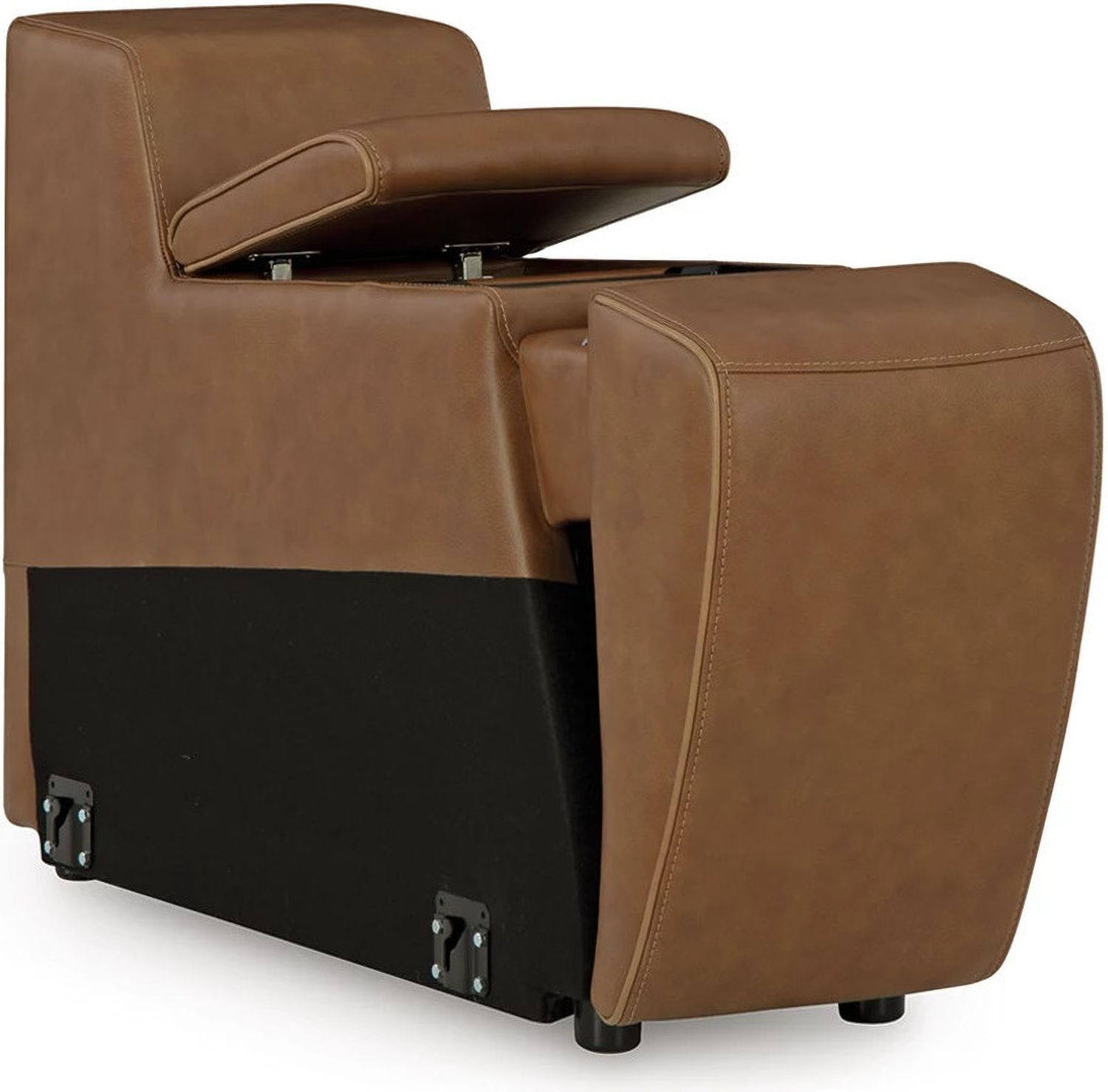EasyMoney 2-Piece Power Reclining Sectional Loveseat with Console In Caramel NCU10700S3