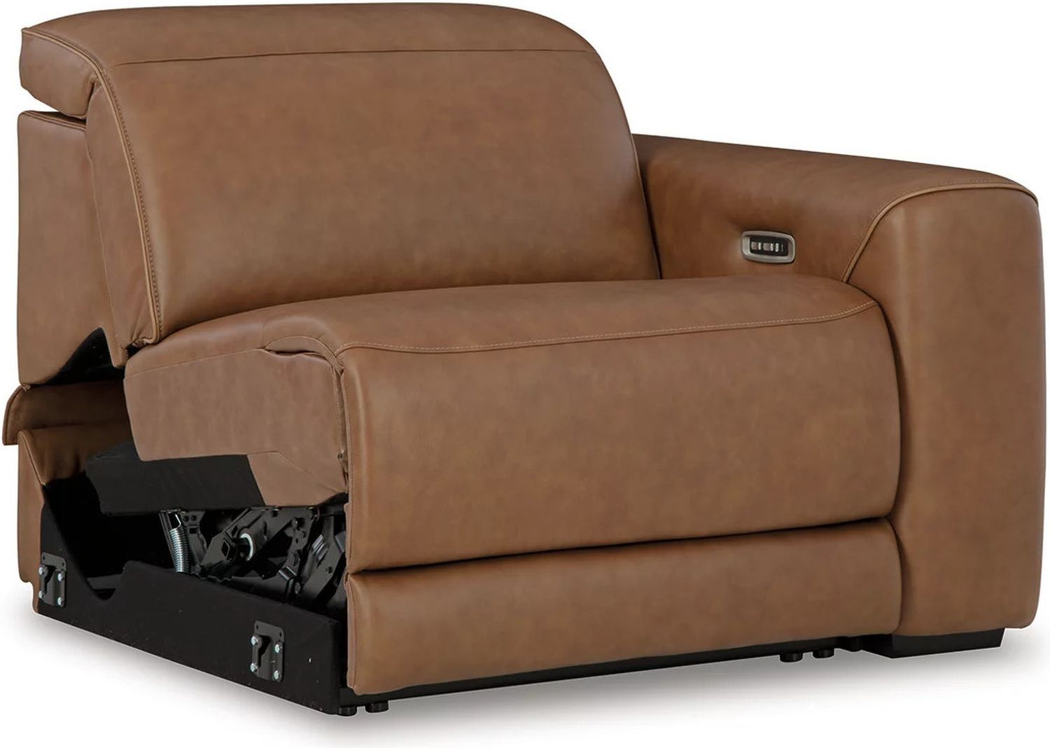 EasyMoney 2-Piece Power Reclining Sectional Loveseat with Console In Caramel NCU10700S3