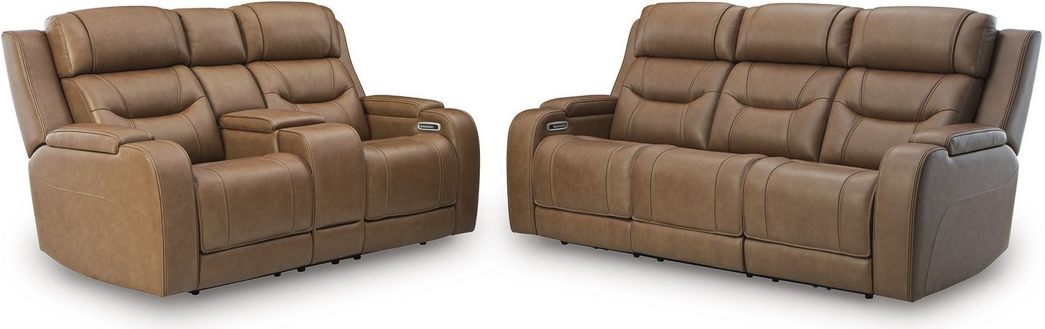 Guru Power Reclining Sofa with Audio Seating In Caramel NCU1160015A