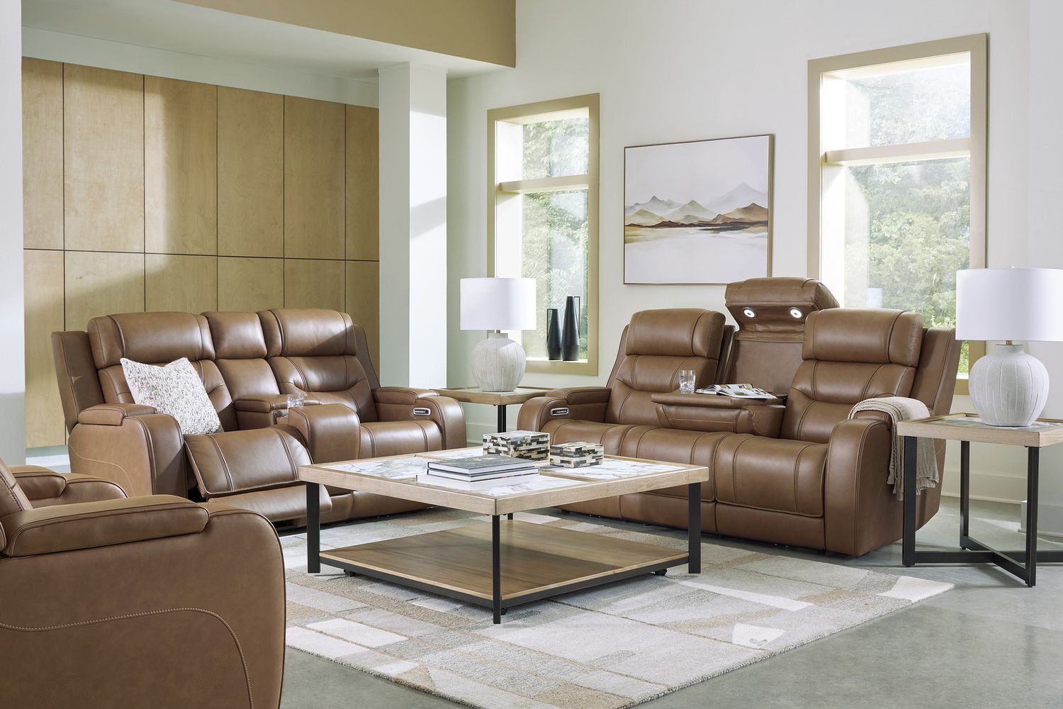 Guru Power Reclining Sofa with Audio Seating In Caramel NCU1160015A