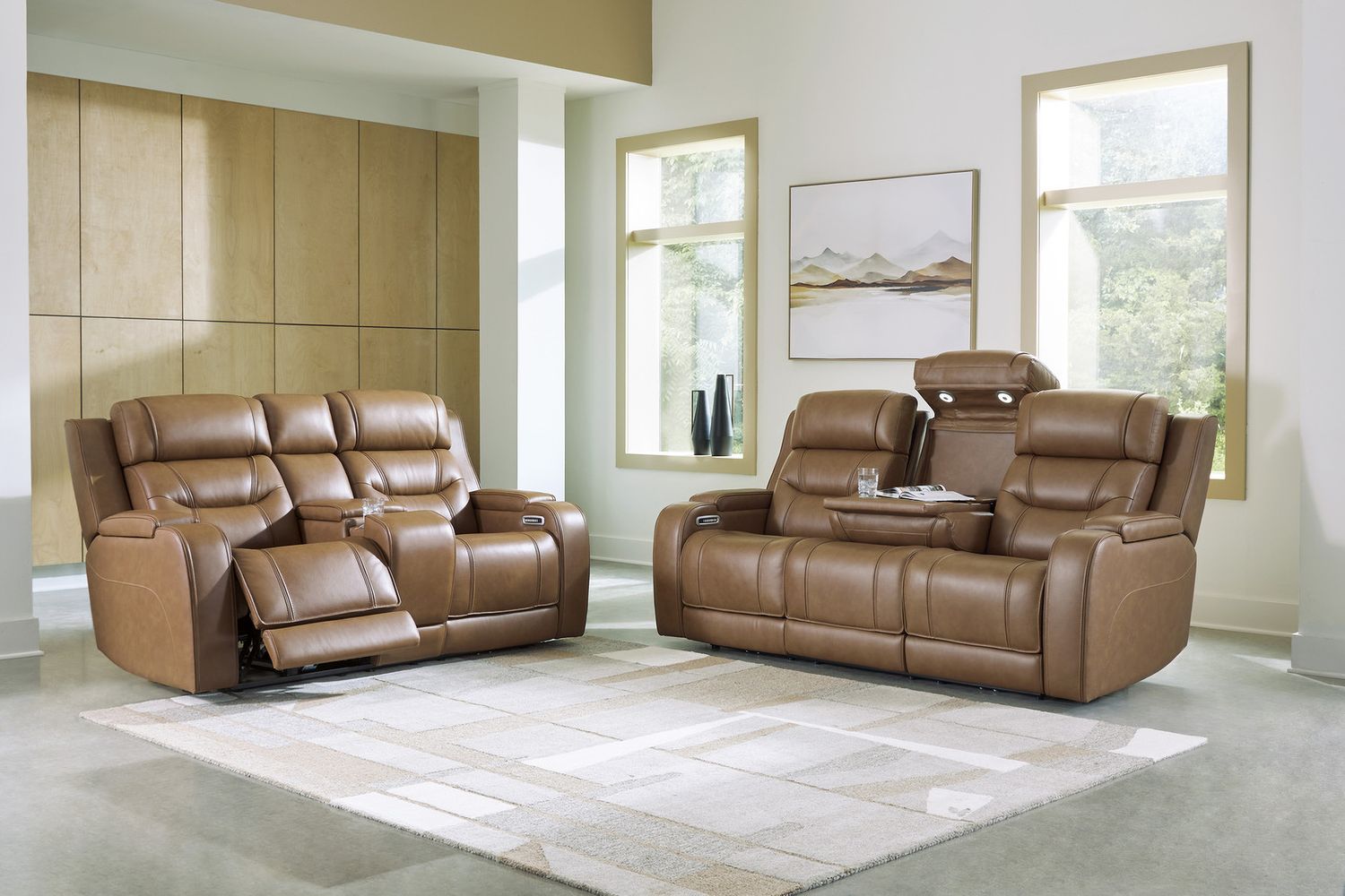 Guru Power Reclining Sofa with Audio Seating In Caramel NCU1160015A