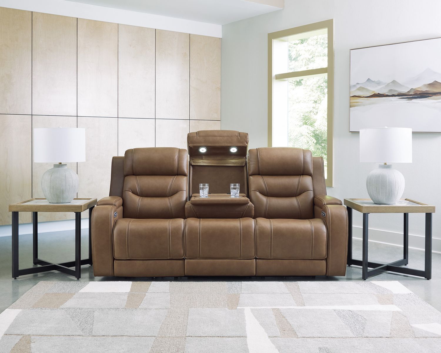 Guru Power Reclining Sofa with Audio Seating In Caramel NCU1160015A