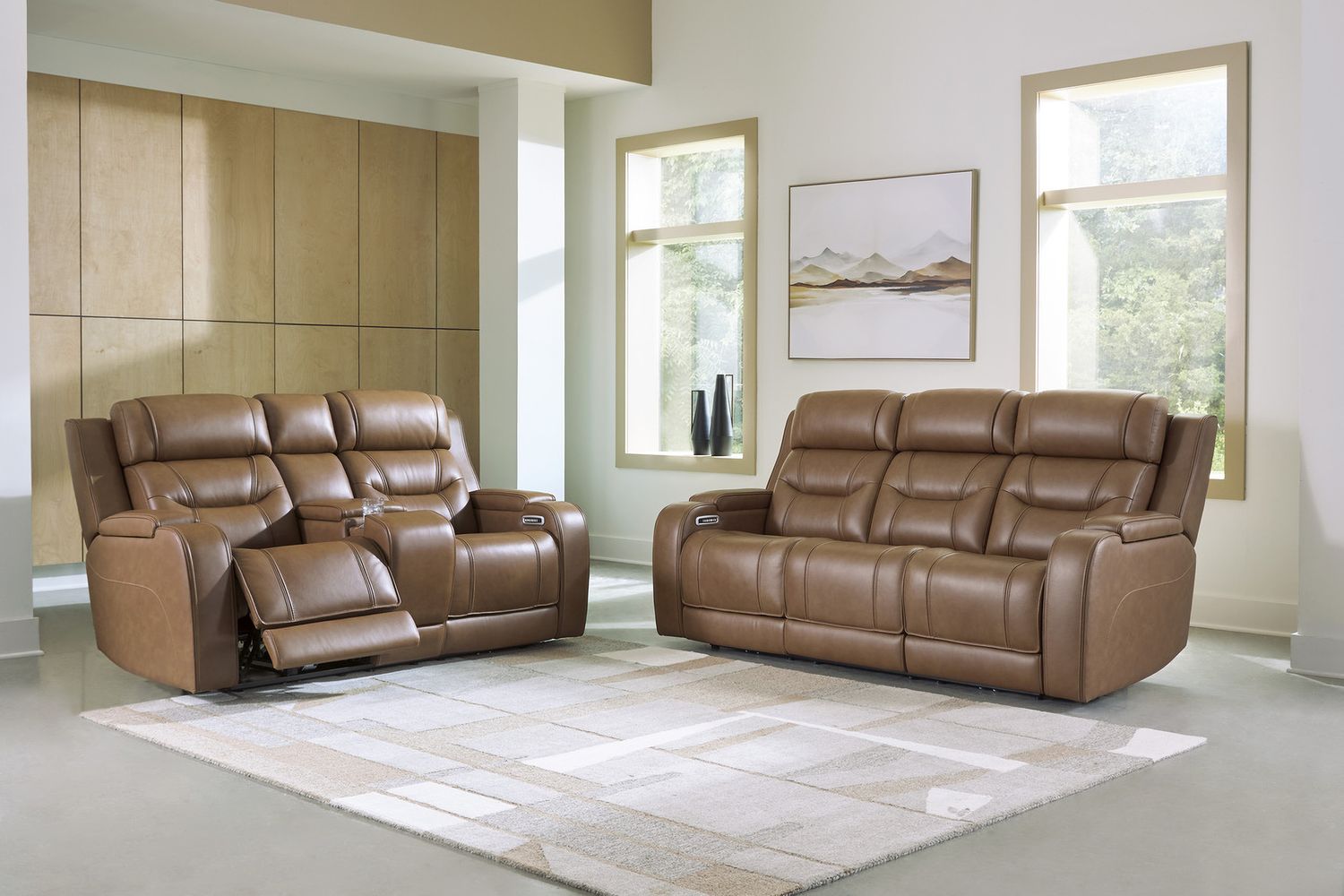 Guru Power Reclining Loveseat with Audio Seating In Caramel NCU1160018A