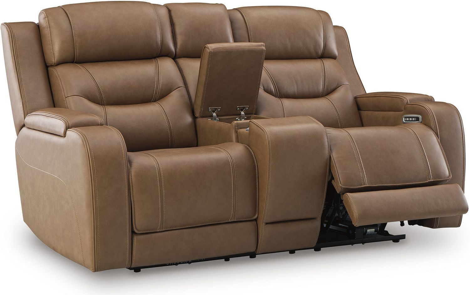Guru Power Reclining Loveseat with Audio Seating In Caramel NCU1160018A