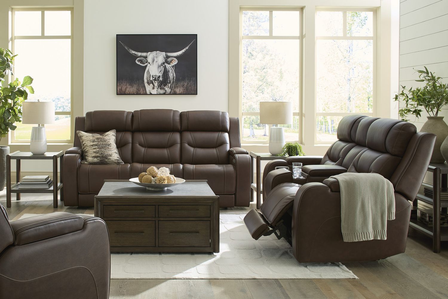 Guru Power Reclining Sofa with Audio Seating In Brown NCU1160215A
