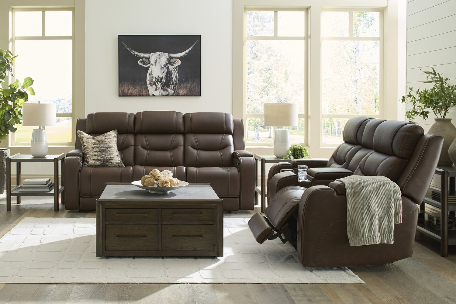 Guru Power Reclining Sofa with Audio Seating In Brown NCU1160215A
