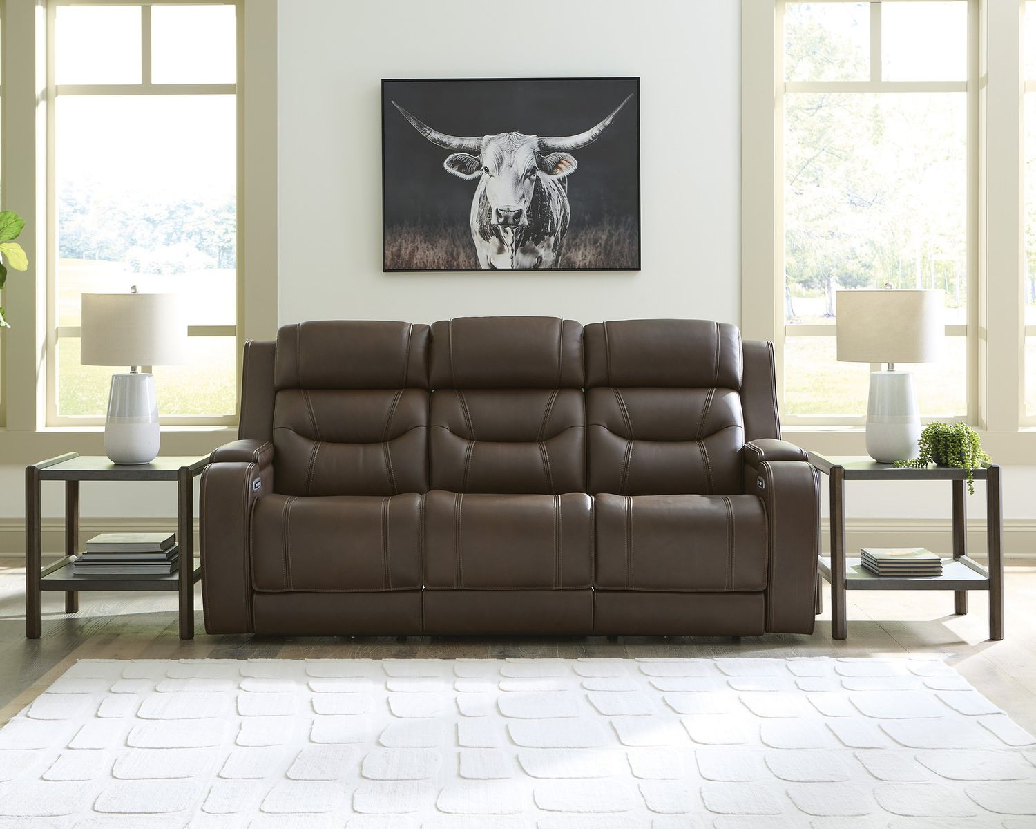 Guru Power Reclining Sofa with Audio Seating In Brown NCU1160215A