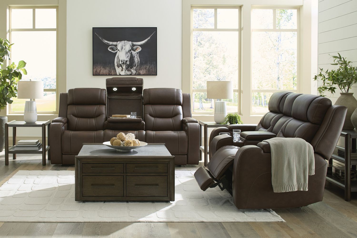Guru Power Reclining Sofa with Audio Seating In Brown NCU1160215A