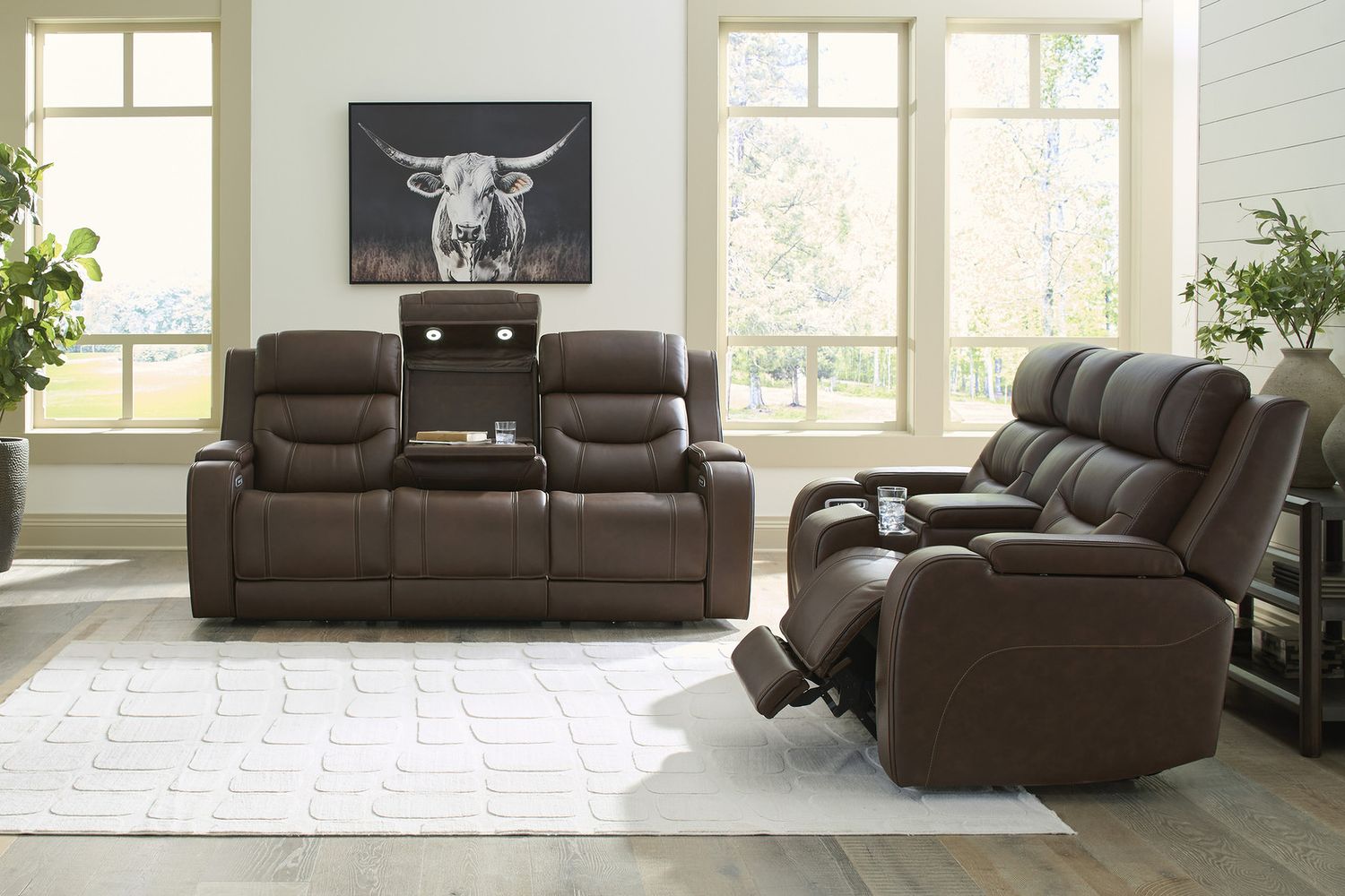 Guru Power Reclining Sofa with Audio Seating In Brown NCU1160215A