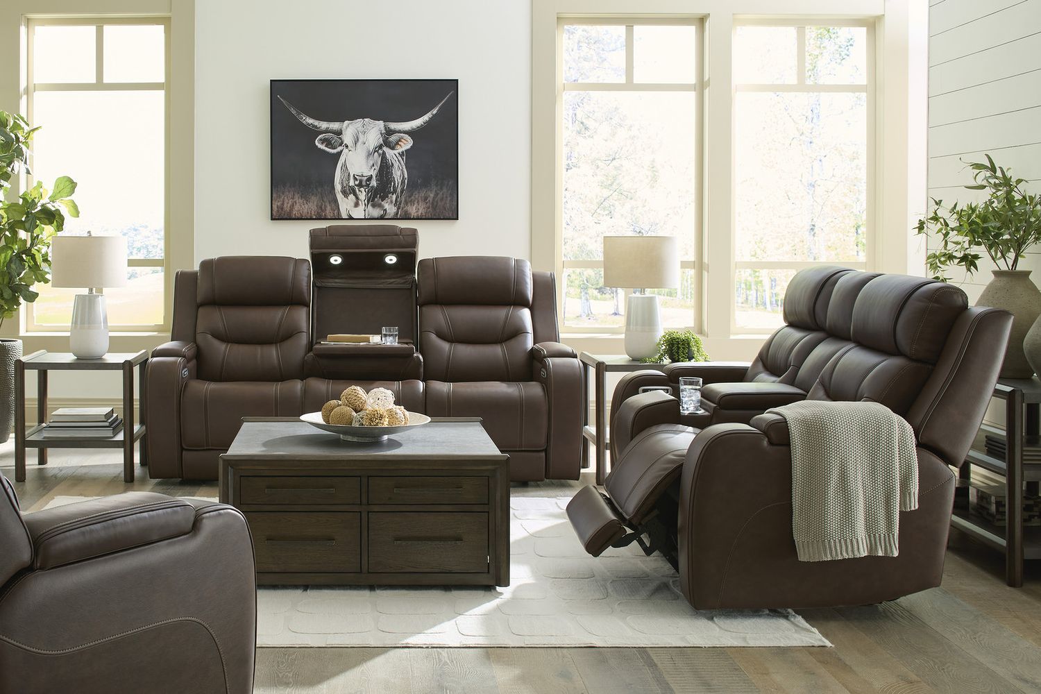 Guru Power Reclining Loveseat with Audio Seating In Brown NCU1160218A