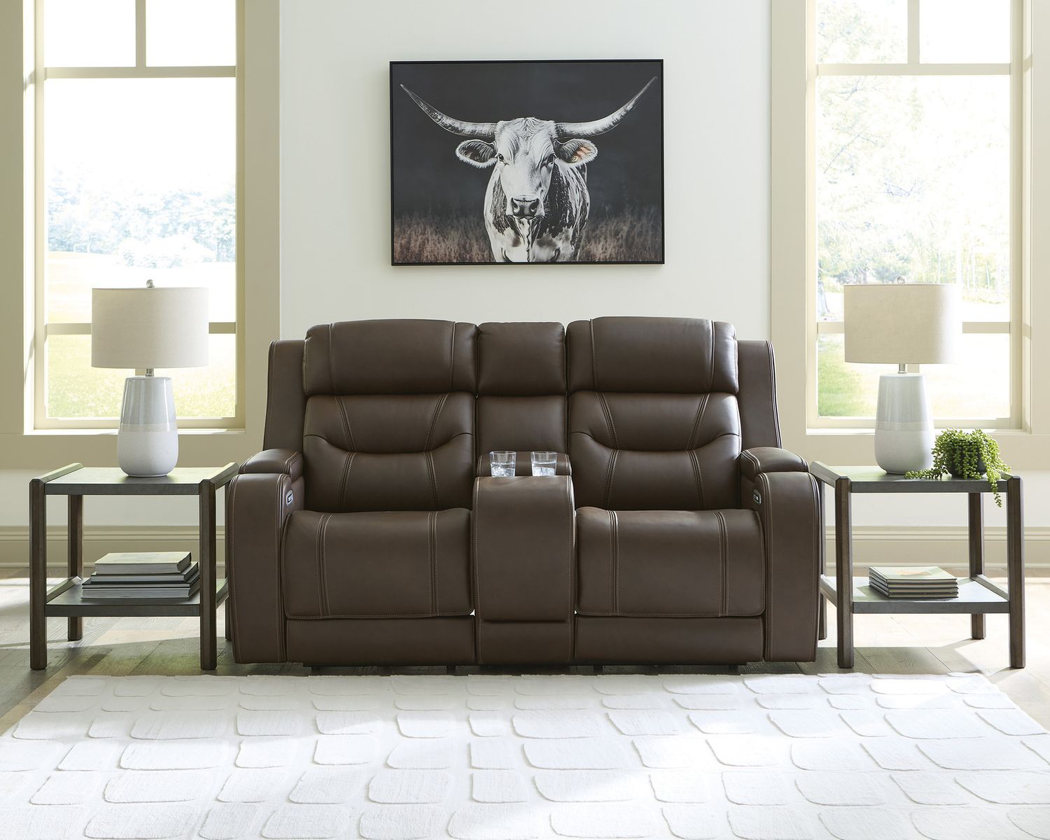 Guru Power Reclining Loveseat with Audio Seating In Brown NCU1160218A