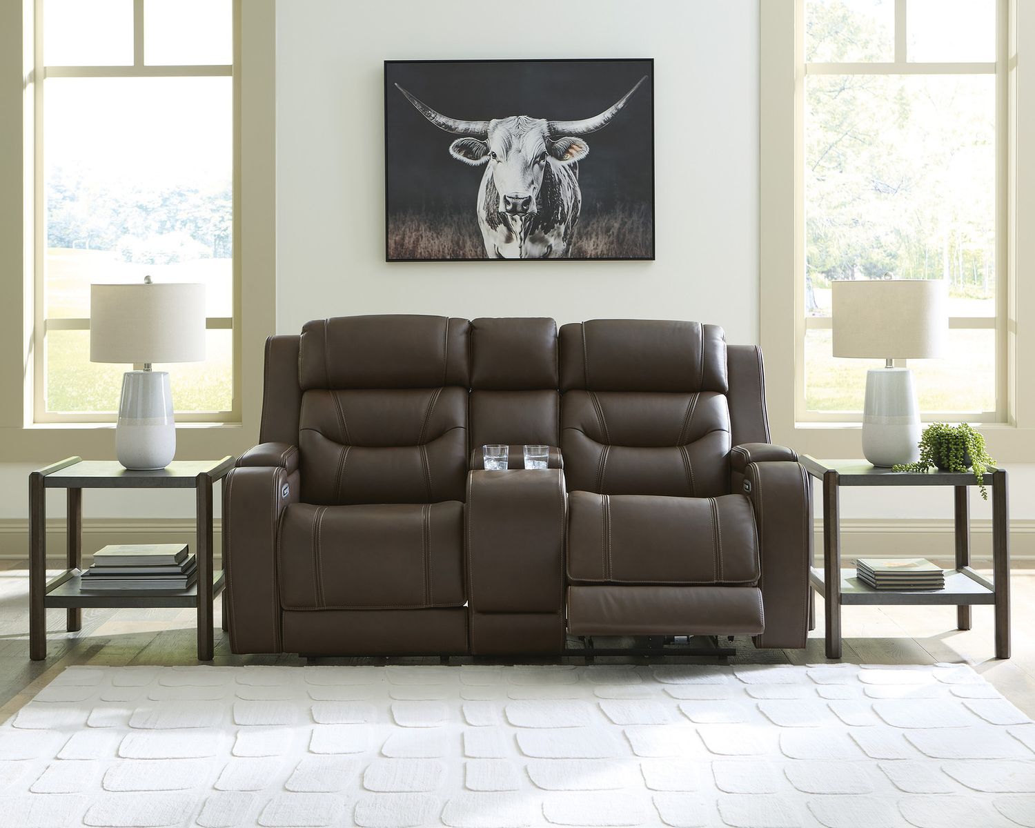 Guru Power Reclining Loveseat with Audio Seating In Brown NCU1160218A