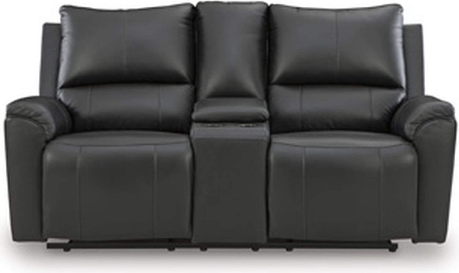 Glassmere Reclining Loveseat with Console In Black NCU1170094