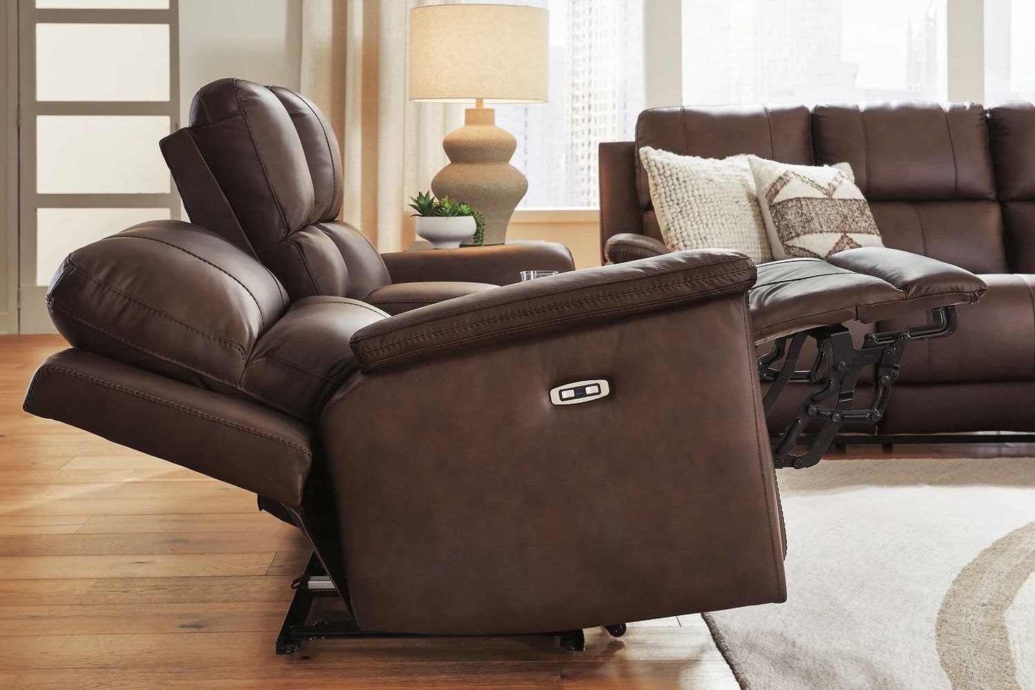 Burnley Power Reclining Loveseat with Console In Espresso NCU1200118