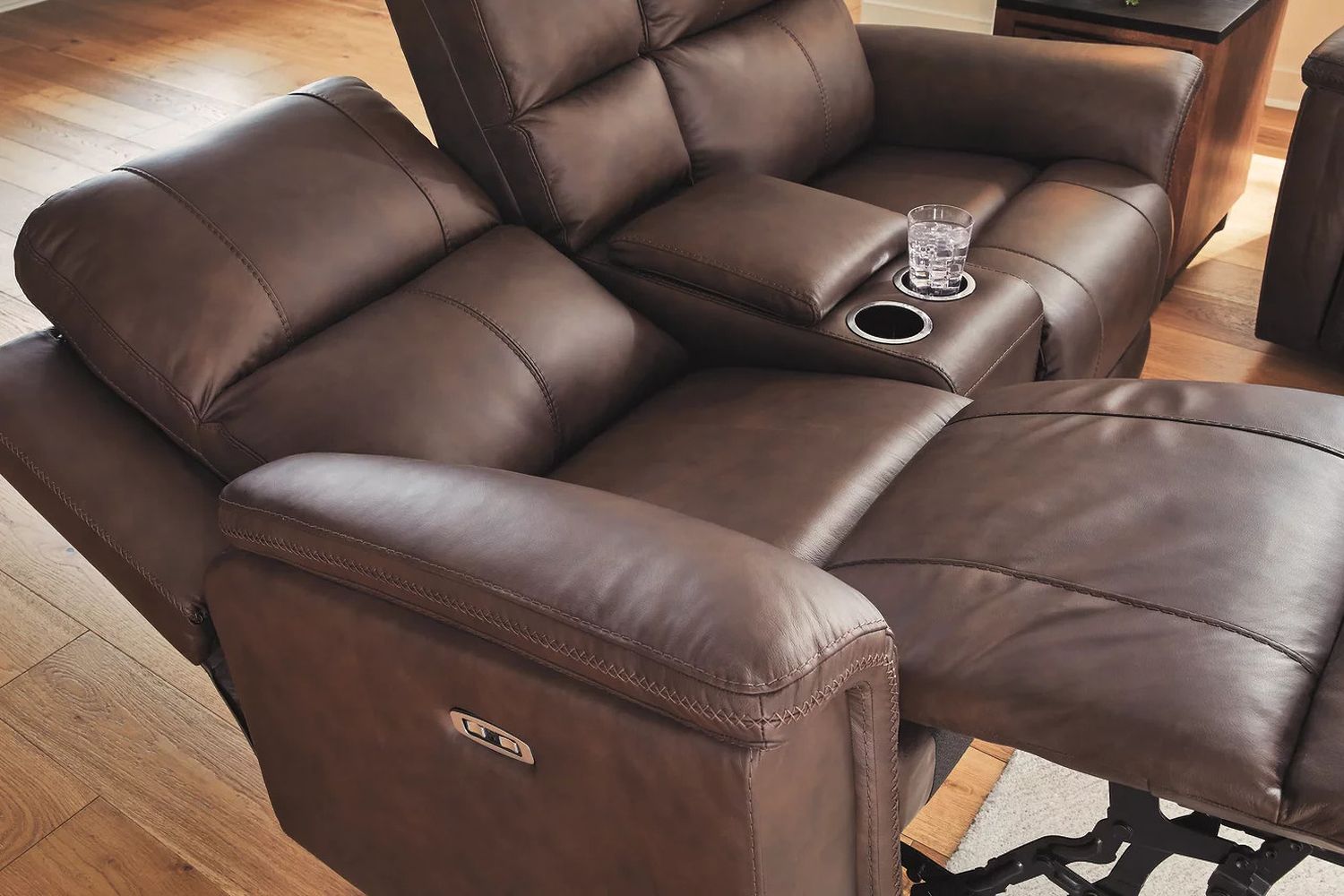 Burnley Power Reclining Loveseat with Console In Espresso NCU1200118